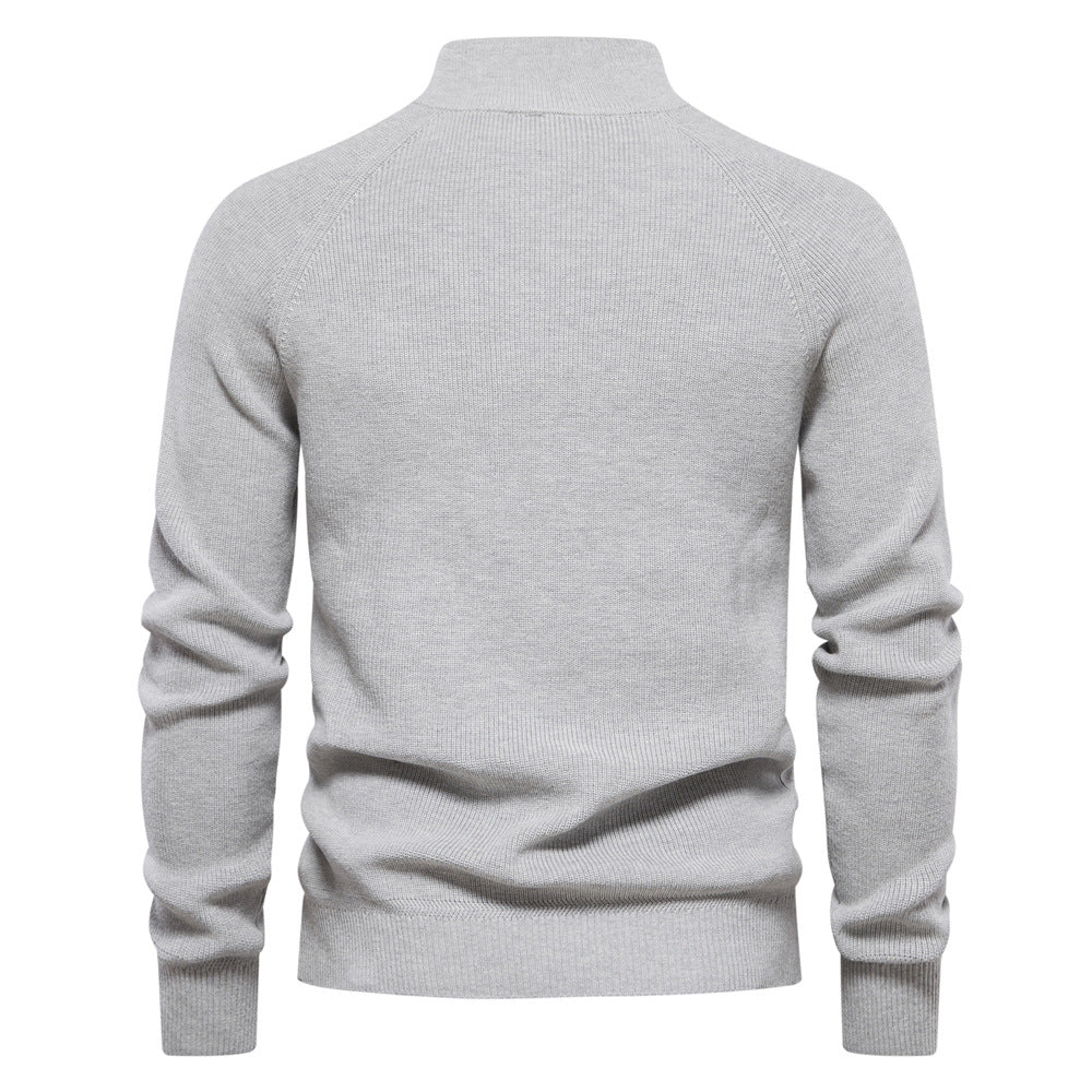 Swetry Męskie Półgolf Z Krótkim Zamkiem Prążkowany Z Raglanowymi Rękawami
