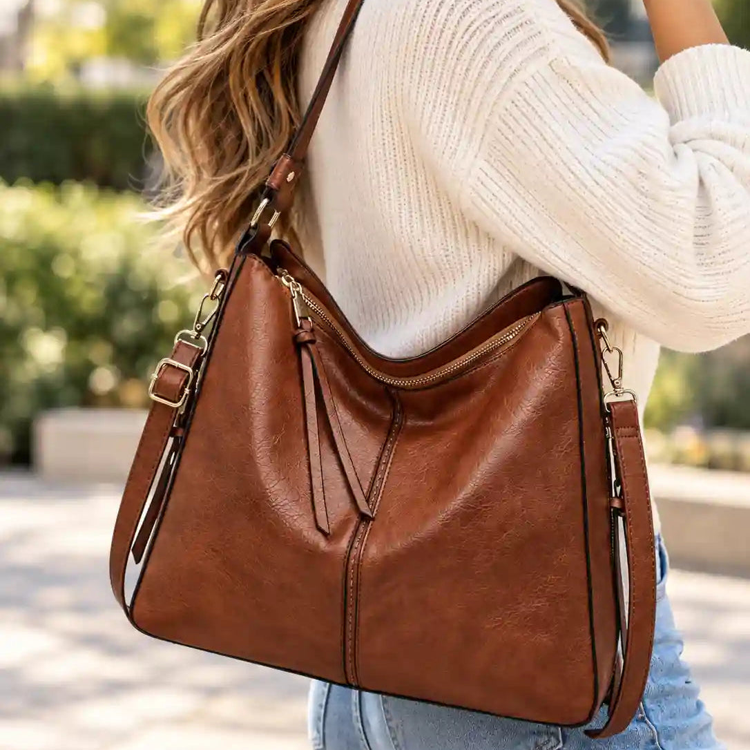 Torba Hobo Damska Z Uchwytem Górnym Ramiączkiem Crossbody I Górnym Zamkiem